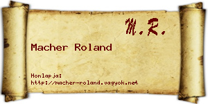 Macher Roland névjegykártya
